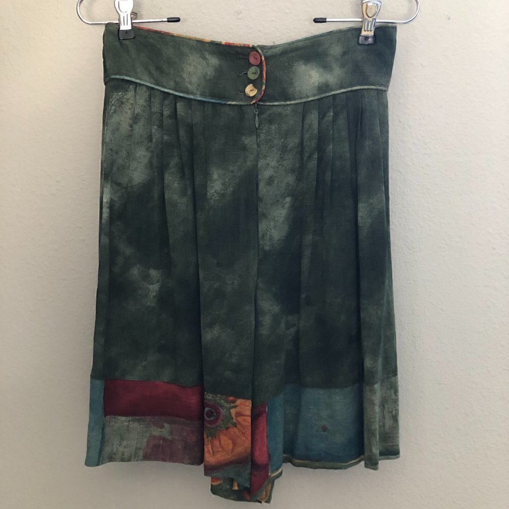 Vintage 80's Dorothy Schoelen Linen Blend High Rise Tie Dye Floral Shorts size 4